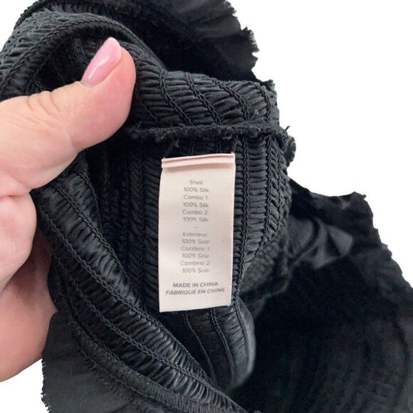 Cinq a Sept Pascal Top Women XS Black Silk Cold Shoulder Crop Stretchy Long - Picture 9 of 10